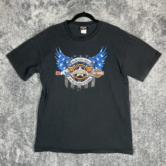 Harley-Davidson Other - Harley-Davidson Shirt Mens Medium Black Harleys Heroes DAV Graphic Stillwater OK